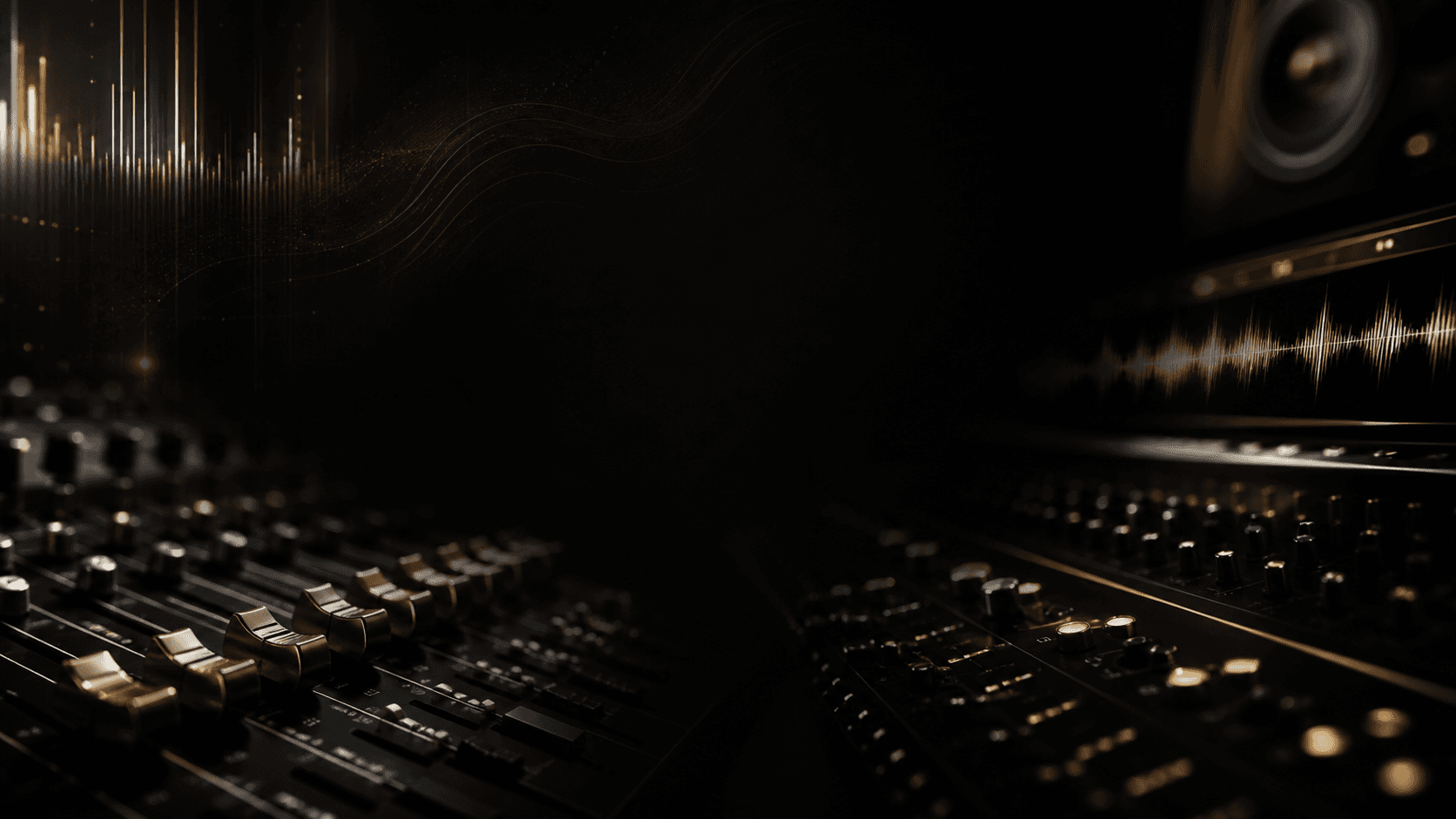 Dark cinematic studio console visual